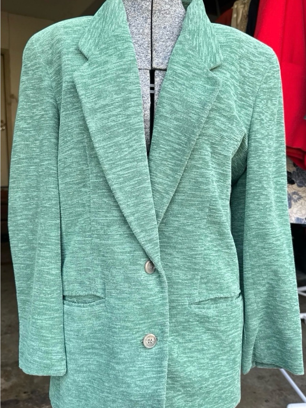 Anne Klein Mint Green Knit Blazer Jacket